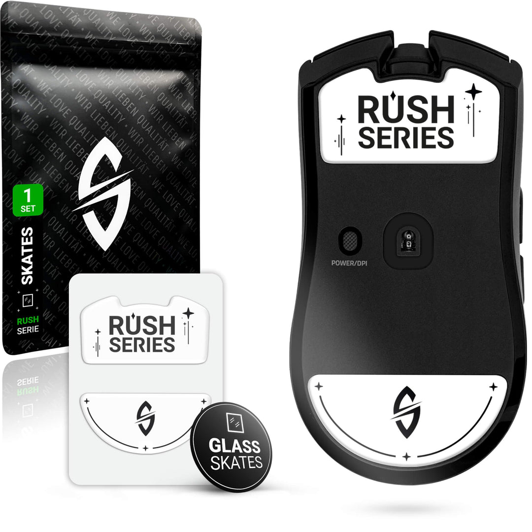 SensoryBoost Rush Glas Glides Set kompatibel mit Razer Viper V3 PRO - Ultra Schnell & Sanft, Poliert