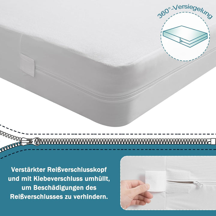 Wasserdichter Matratzenbezug 100x200x16cm mit Reissverschluss Matratzenschutz zur Verbesserung des S