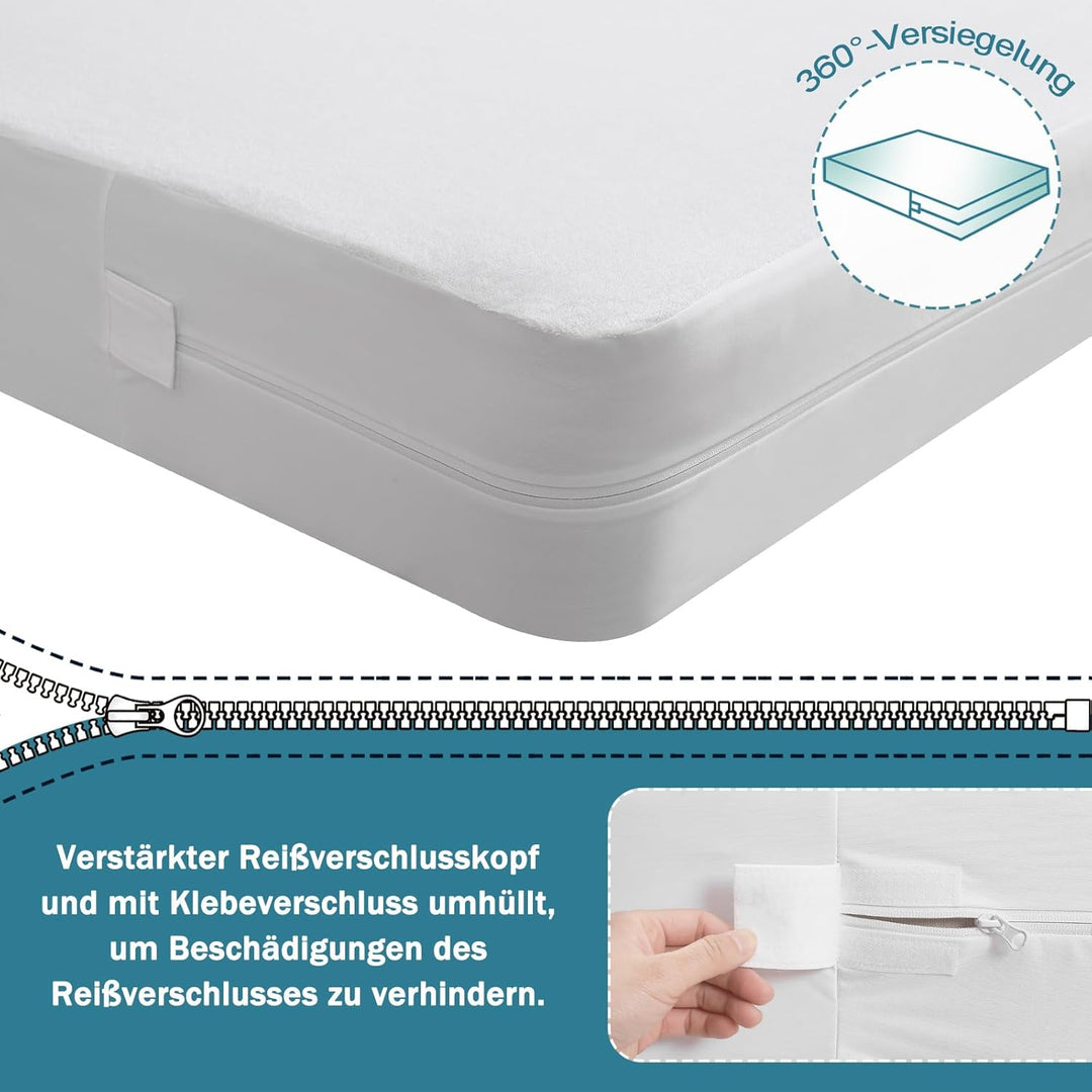 Wasserdichter Matratzenbezug 140x200x16cm mit Reissverschluss Matratzenschutz zur Verbesserung des S