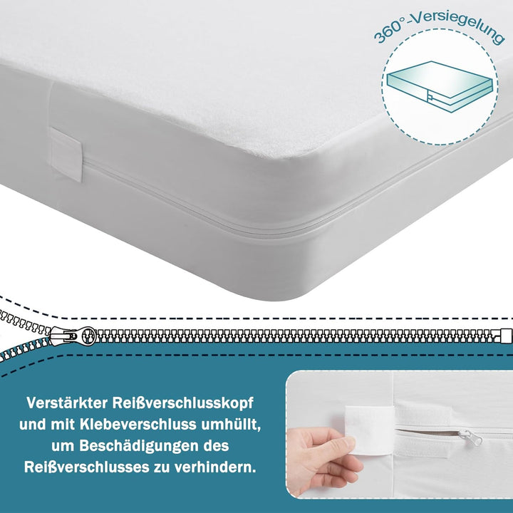 Wasserdichter Matratzenbezug 140x200x16cm mit Reissverschluss Matratzenschutz zur Verbesserung des S