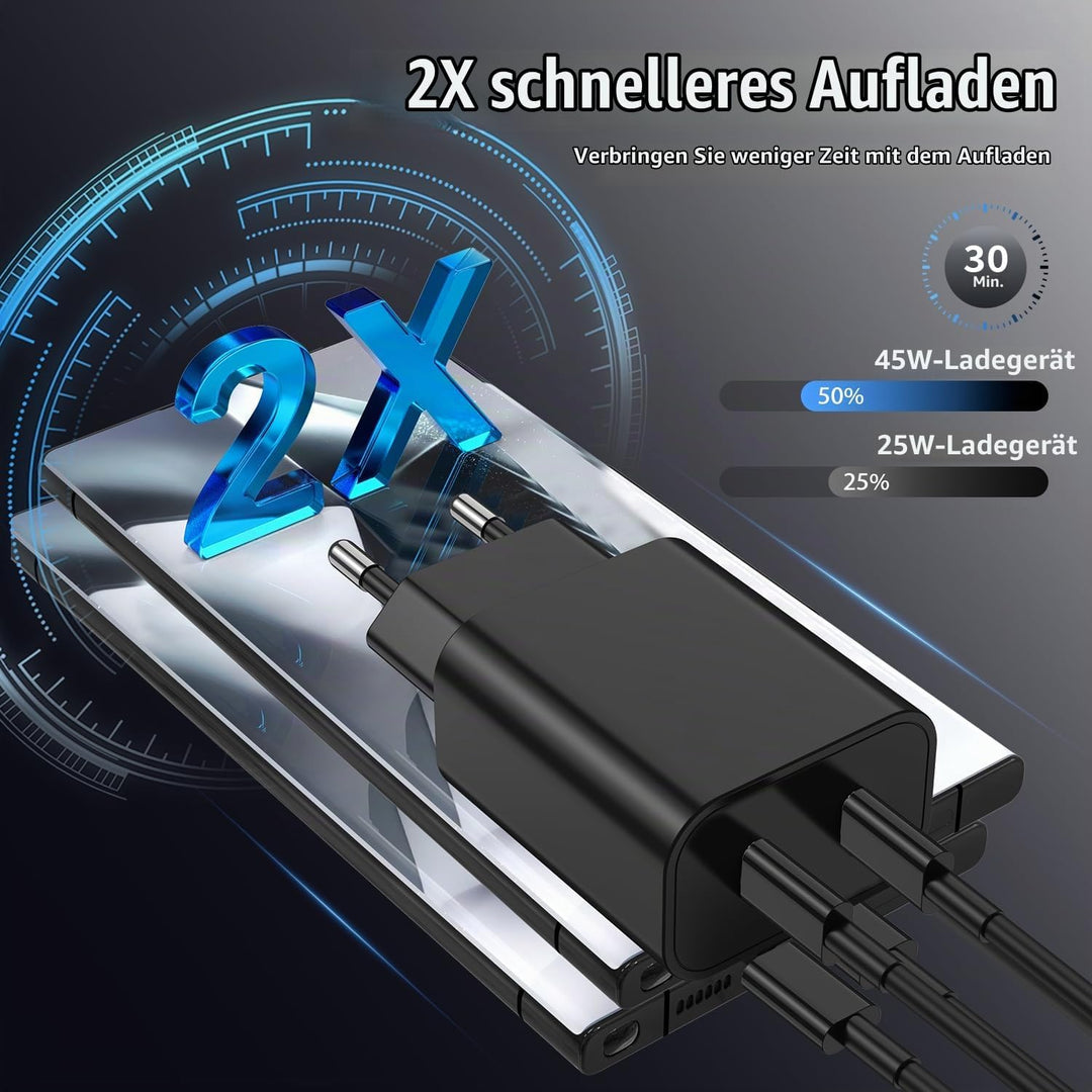 Essri 45W USB C Ladegerät Schnellladegerät für Galaxy S25 S24 S23 S22 S21 Ultra,Usb C Schnellladekab