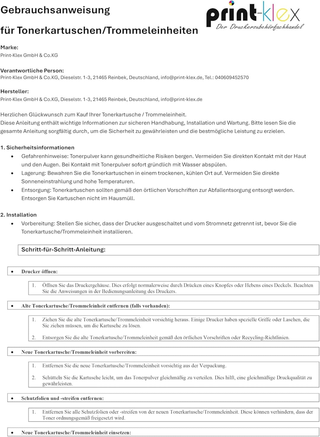 4X Print-Klex Tonerkartuschen kompatibel für Lexmark CX317 CX317dn CX417de CX517de 71B20K0 71B20C0 7