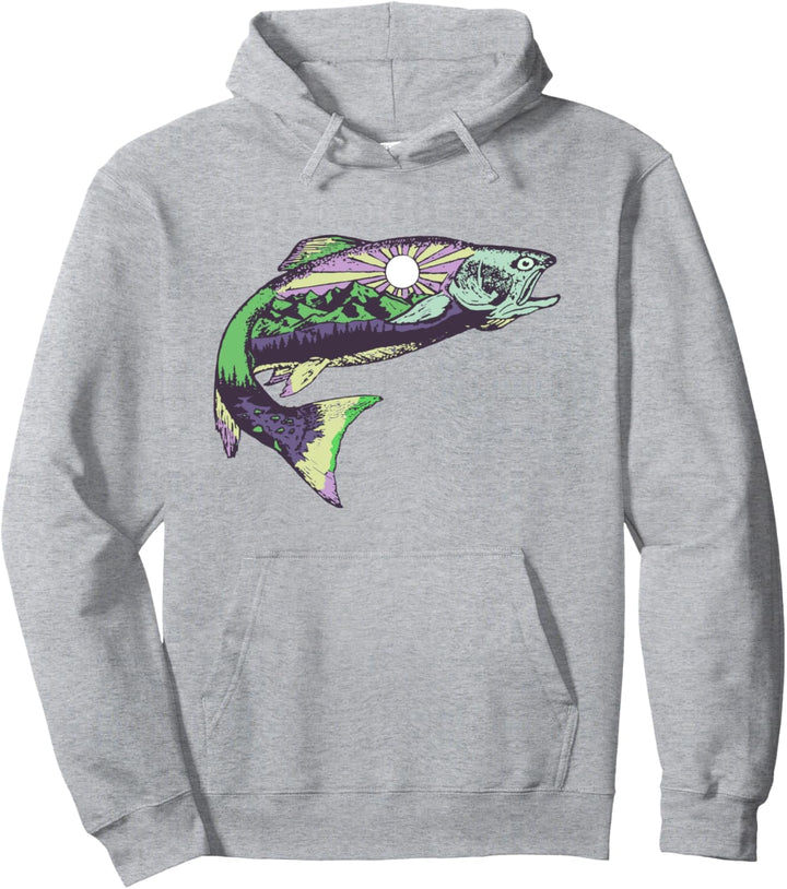 Trout Outdoor Illustration Series - Cool Wisteria Pullover Hoodie