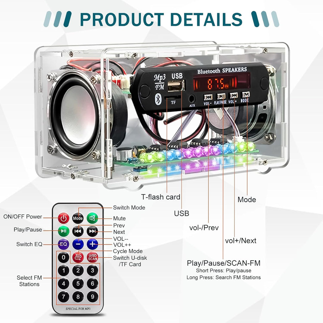 DIY Elektronik Löten Bausatz, FM Radio Bluetooth Lautsprecher Kit, Fernbedienung Music Player Projek
