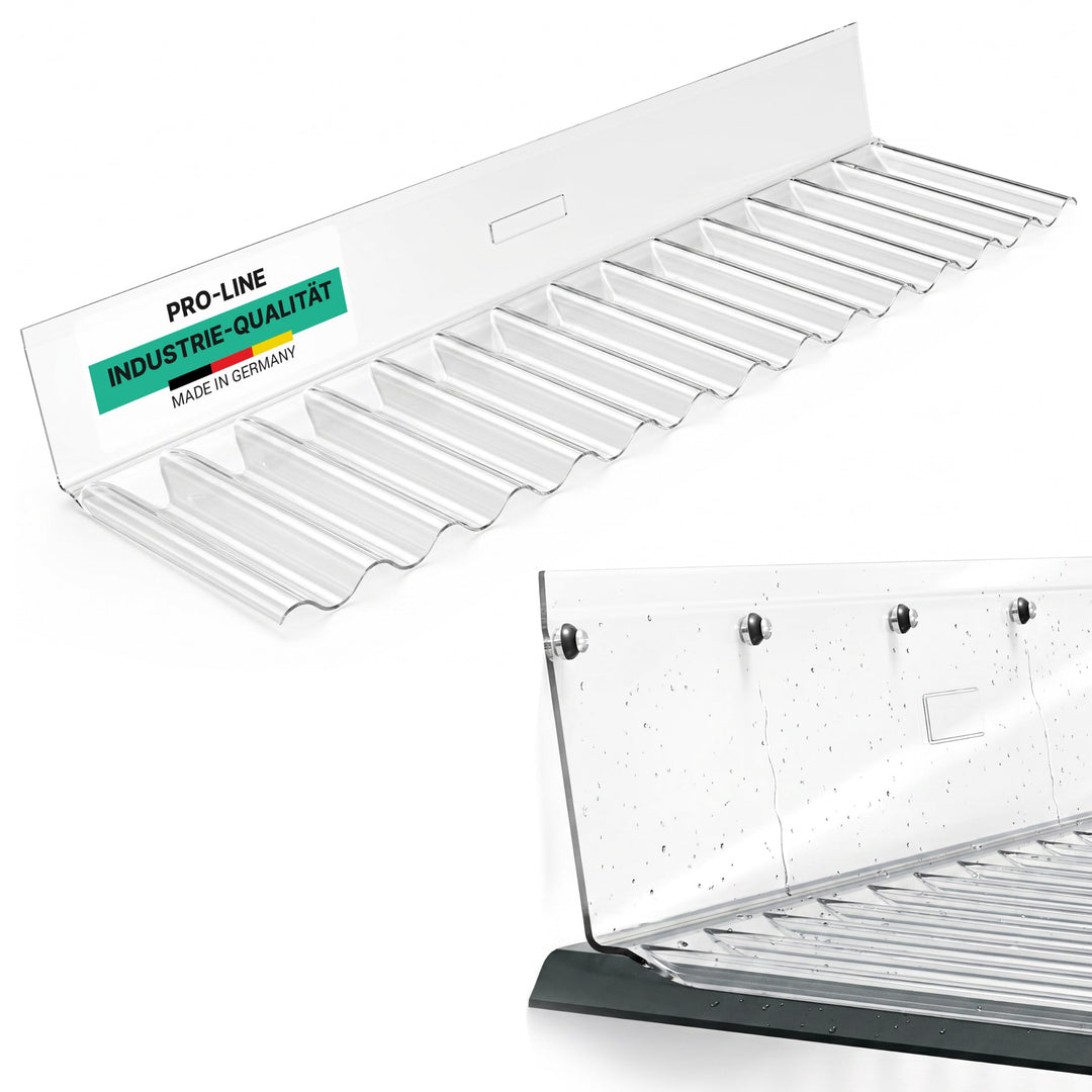 PVC Sinus Wellplatte 76/18 Wandanschluss in glasklar - PROFI QUALITÄT - Breite: 1106 mm Profilseite: