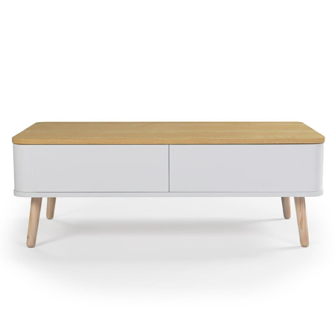 Menzzo Bergen Couchtische mit Stauraum, Holz/Weiss, L95 x T50 x H35 cm