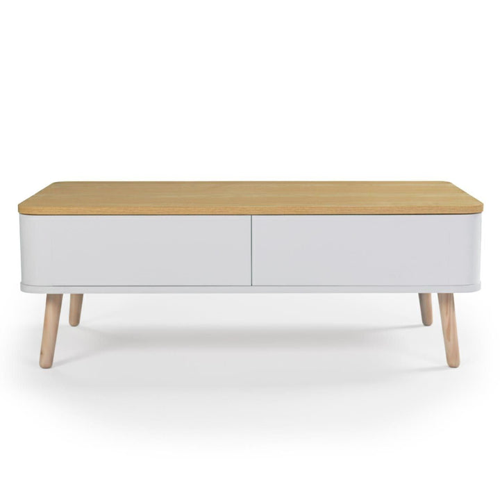 Menzzo Bergen Couchtische mit Stauraum, Holz/Weiss, L95 x T50 x H35 cm
