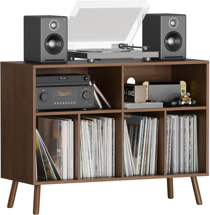 Plattenspieler-Ständer mit Schallplattenaufbewahrung, Vinyl-Plattenregal mit Präsentationsfläche, Sc