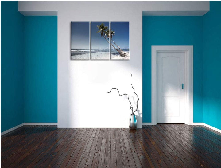 zwei Palmen ragen über das Wasser schwarz/weiss 3-Teiler Leinwandbild 120x80 Bild auf Leinwand, XXL