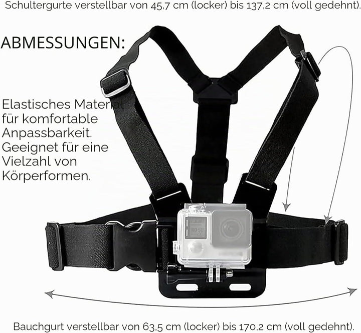 TEKCAM Action Kamera Zubehör Brustgurthalterung Stirnband Halterung Kit Kompatibel mit GoPro Hero 13