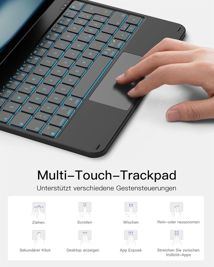 Inateck Magnetische Tastatur hülle für iPad Air 11 Zoll 2024 (M2), iPad Air 5/4 Gen 2022,Magic Keybo