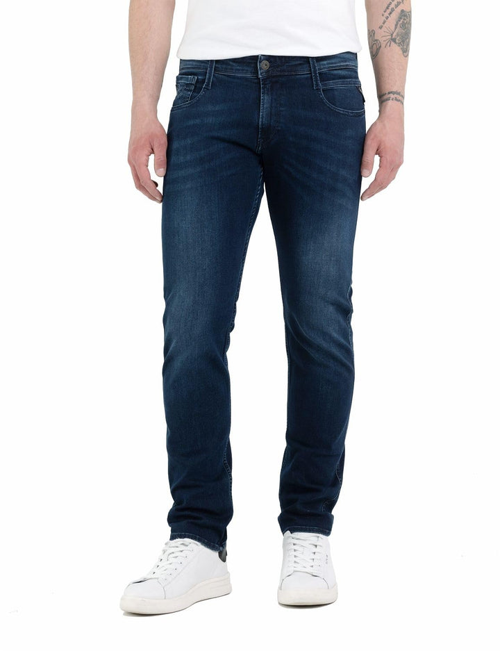 Replay Herren Jeans Anbass Slim-Fit mit Power Stretch 32 W/ 36 L Dunkelblau 007, 32 W/ 36 L Dunkelbl