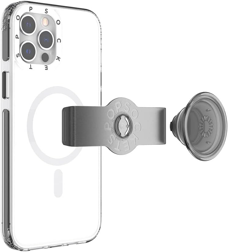 PopSockets: PopCase MagSafe Hülle für iPhone 12 Pro Max mit Abnehmbarem PopGrip Slide Sockel und Gri