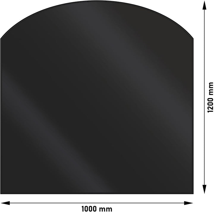 LANZZAS Bodenplatte Segmentbogen - 1000 x 1200 mm - Farbe: schwarz | Funkenschutzplatte aus Metall S