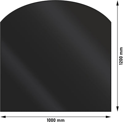 LANZZAS Bodenplatte Segmentbogen - 1000 x 1200 mm - Farbe: schwarz | Funkenschutzplatte aus Metall S