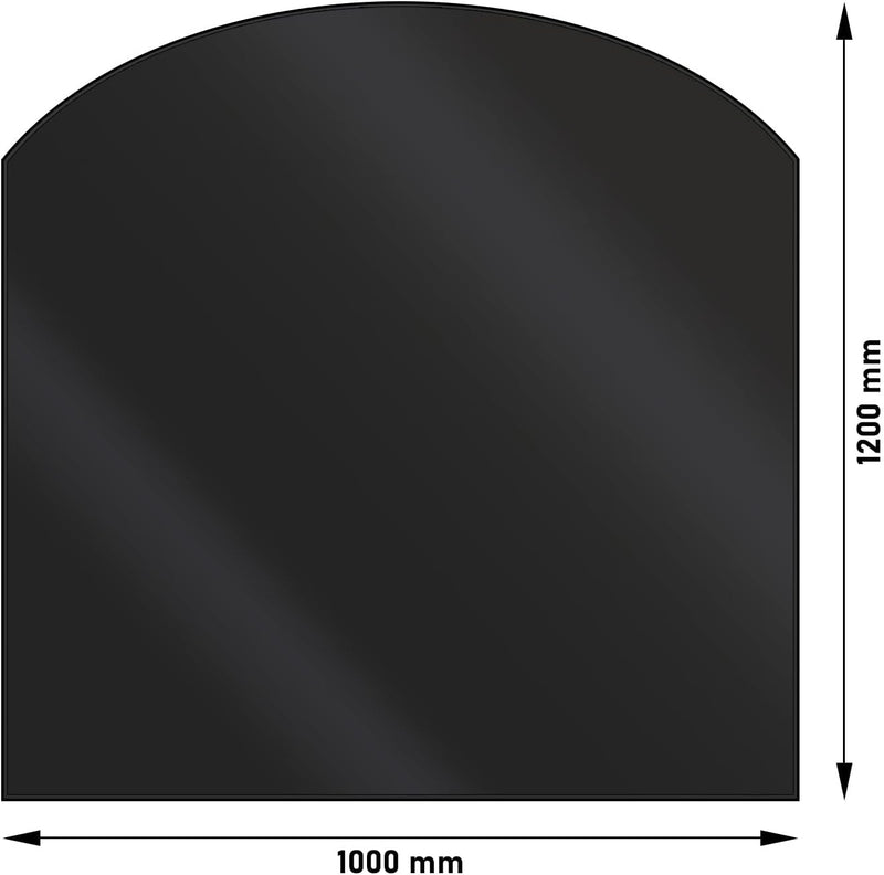 LANZZAS Bodenplatte Segmentbogen - 1000 x 1200 mm - Farbe: schwarz | Funkenschutzplatte aus Metall S