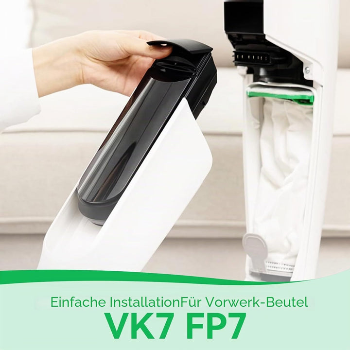 12 Staubsaugerbeutel kompatibel mit Vorwerk Folletto VK7 FP7 VK7S FP7S Staubsaugern, inklusive 12 Fo