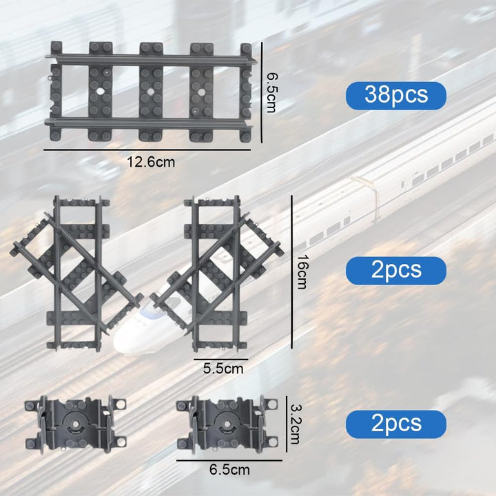 RANJIMA Bausteine Zug Schienen Set, Eisenbahn Schienen,42 Stück City Schienen Eisenbahn Spielzeug Ci