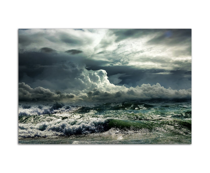 Paul Sinus Art 120x80cm - WANDBILD Ozean Unwetter Wellen Sturm - Leinwandbild auf Keilrahmen modern