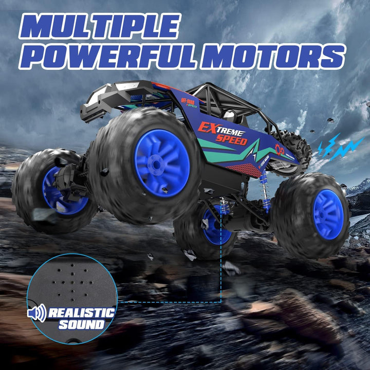 DEERC Grosse ferngesteuerte Autos 1:8 Off-Road-Monstertruck mit Realistischem Klang, 2,4 GHz 4WD Roc