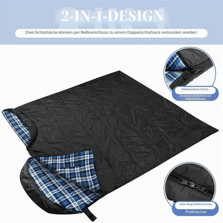 Baumwoll-Flanell-Schlafsack für Erwachsene, 100% Baumwollfutter-Schlafsack für Camping, Wandern, Ruc