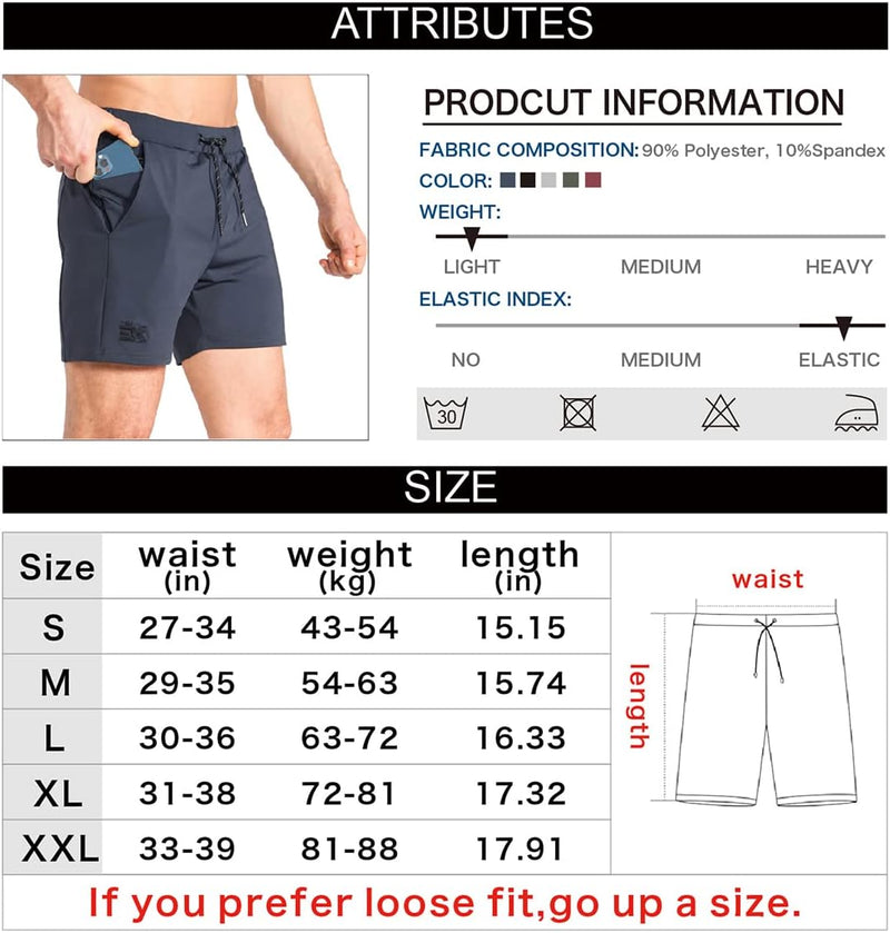 BROKIG Herren Sport Shorts Schnell Trocknend Kurze Hose Sporthose Trainingsshorts für Laufsport S Du