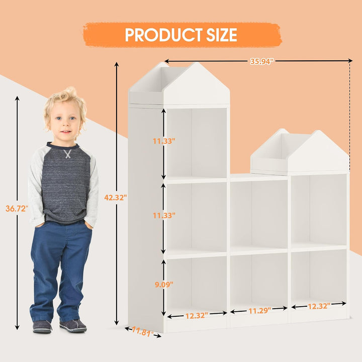 Kinder Bücherregal, Kinderregal Mit 7 Fächern Aus Holz, Weiss | Regal offen, Stufenregal, Ordnungssy