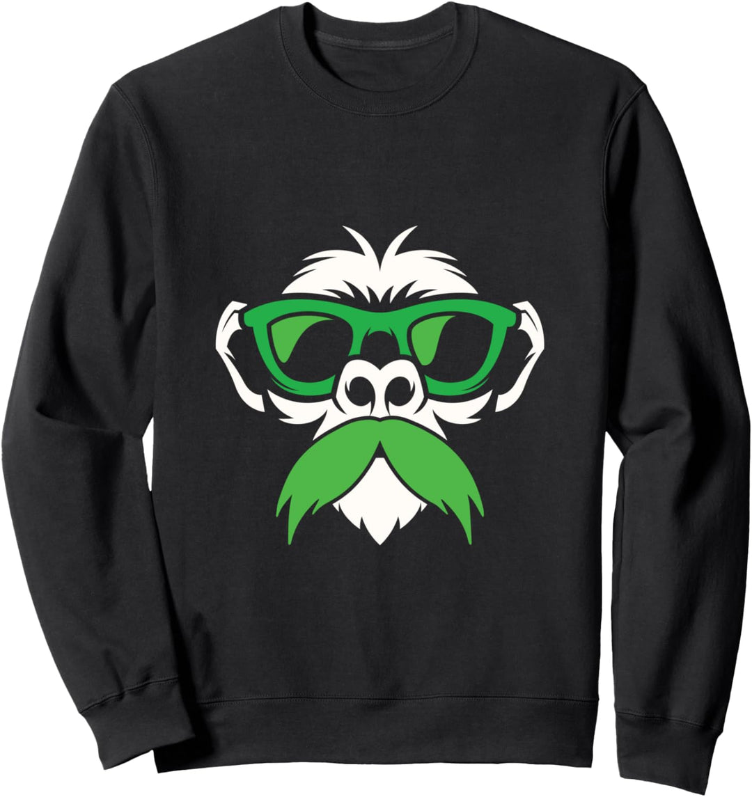 Hipster Affe Brille Lebensstil Schnurrbart Extravagant Bart Sweatshirt