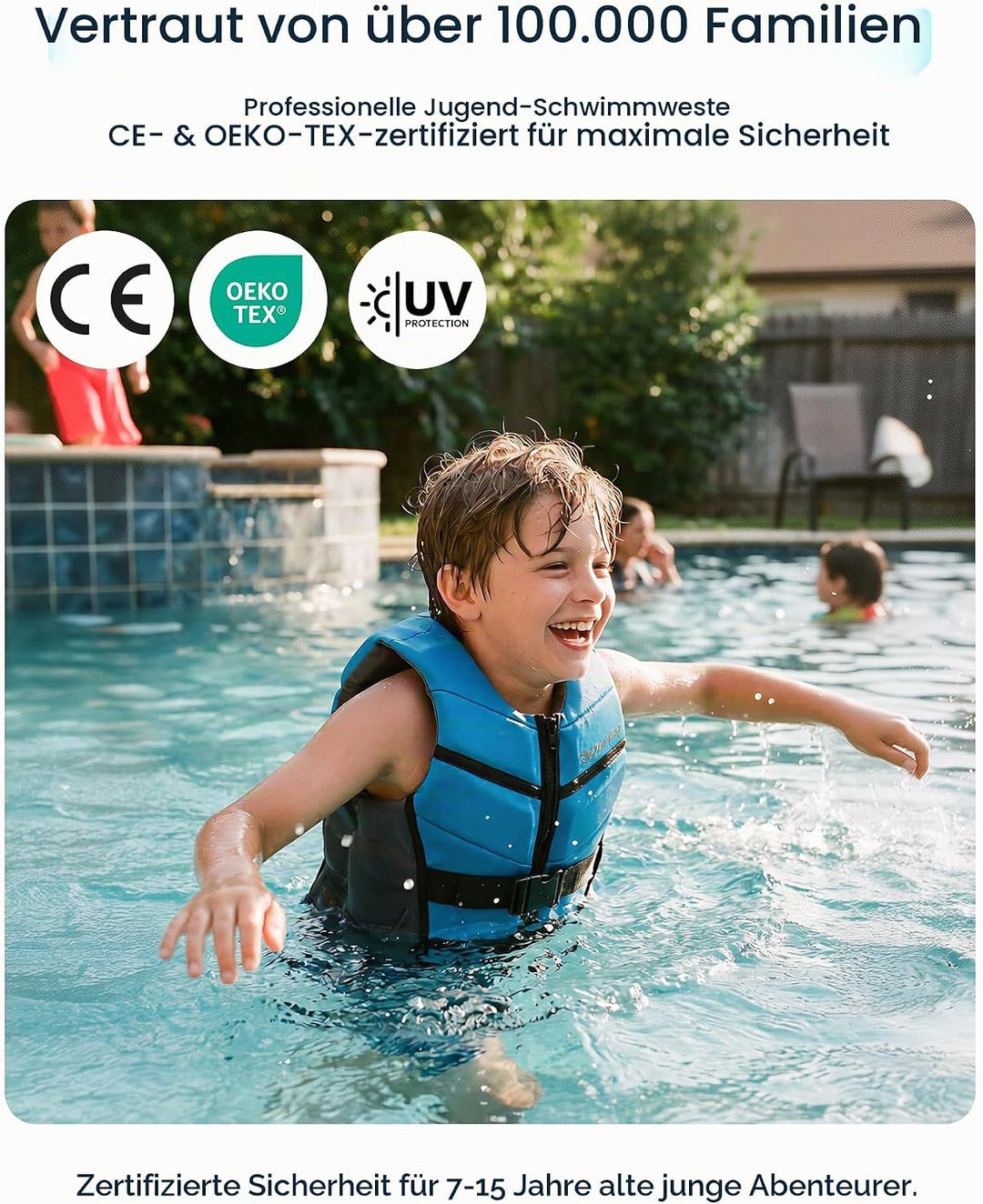 Owntop Schwimmhilfe für Jugend Kinder, Verstellbare Auftriebsweste Unisex, Schwimmweste mit Doppelte