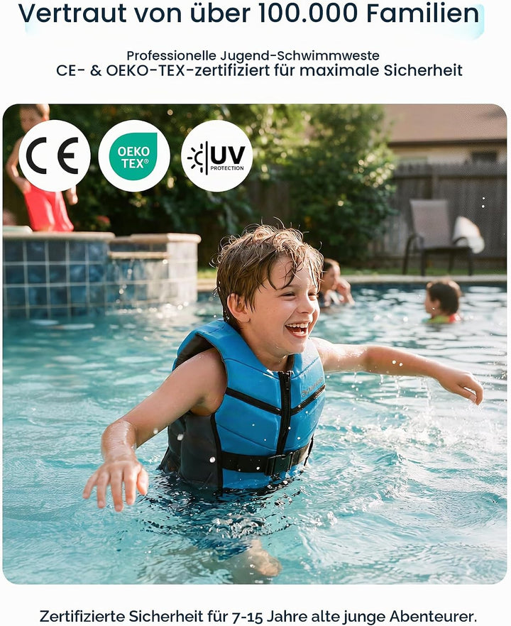 Owntop Schwimmhilfe für Jugend Kinder, Verstellbare Auftriebsweste Unisex, Schwimmweste mit Doppelte