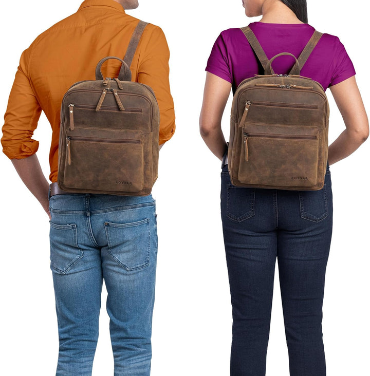 ROYALZ 'Baltimore' Vintage Lederrucksack Mittel-Gross - Echtleder Rucksack für Damen und Herren Neva