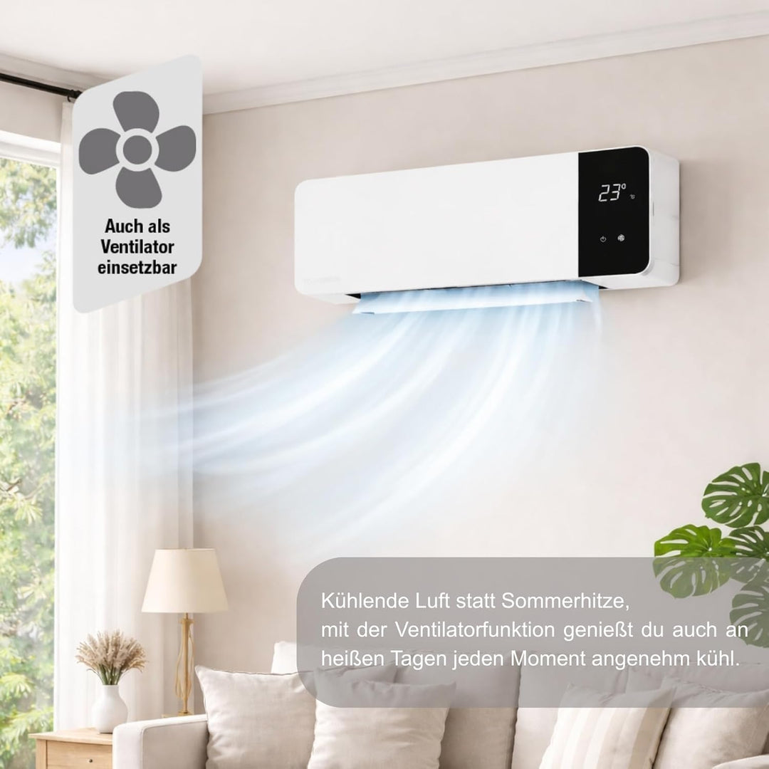 Telefunken Keramik Wandheizlüfter PTCWH-2000W | LED-Display mit digitalem Thermostat & Fernbedienung
