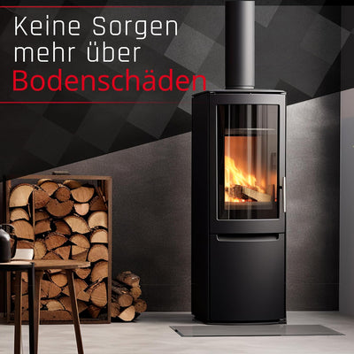 BIJON Funkenschutz-Platte mit Facettenschliff, Glasplatte Kaminofen, Kaminschutz mit ESG Sicherheits