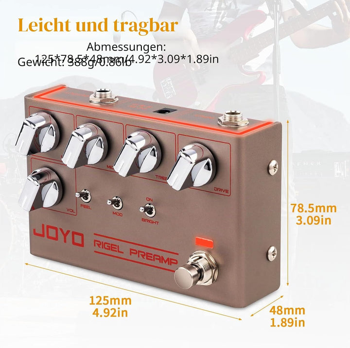 JOYO High Gain Overdrive Effektpedalverstärker Simulation Gitarrenpedale mit echtem Amp-Kopfton für