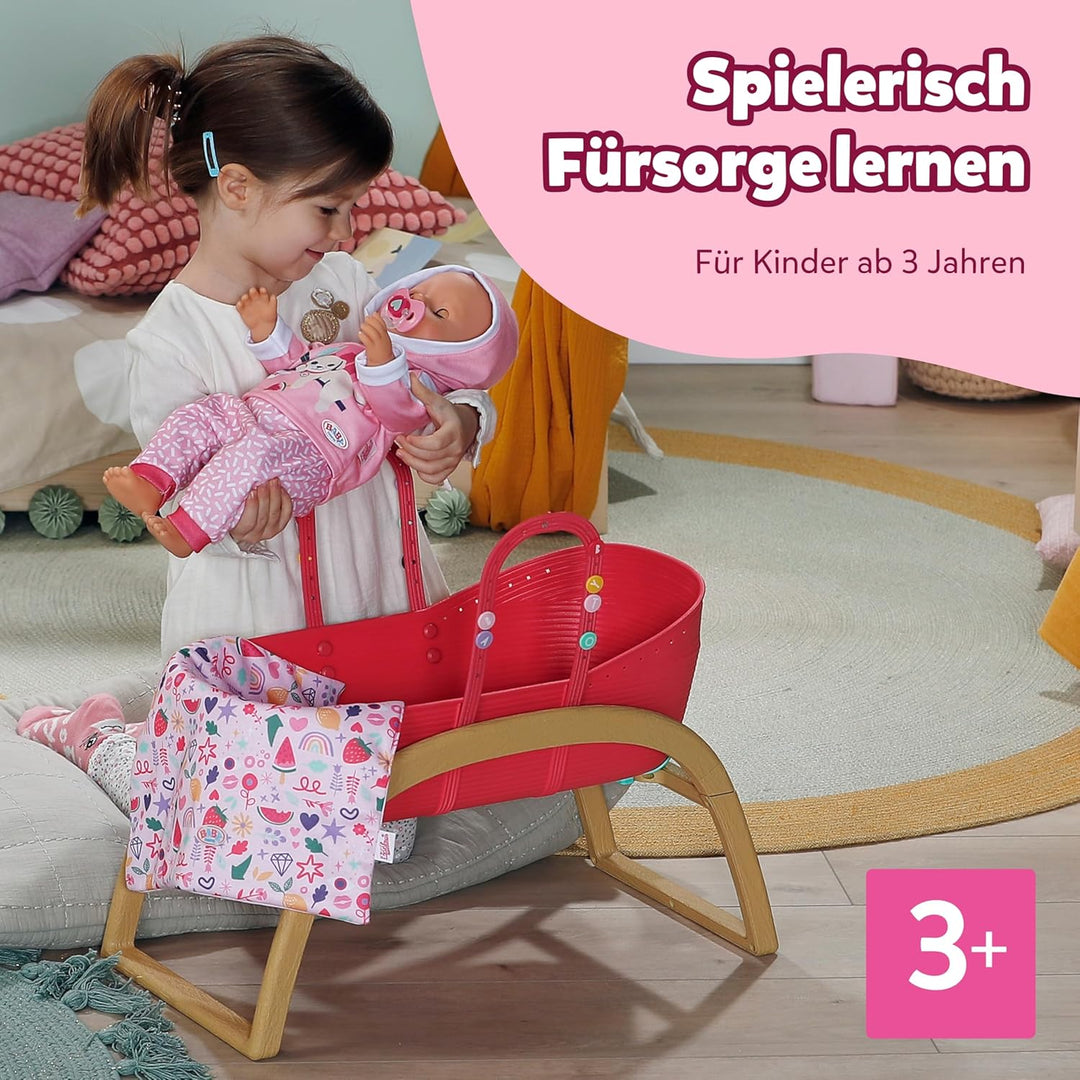 BABY born 3 in 1 Wiege Pinplay, Puppenbett, Wiege und Trage mit Pins zum Verzieren, inkl. Bettdecke