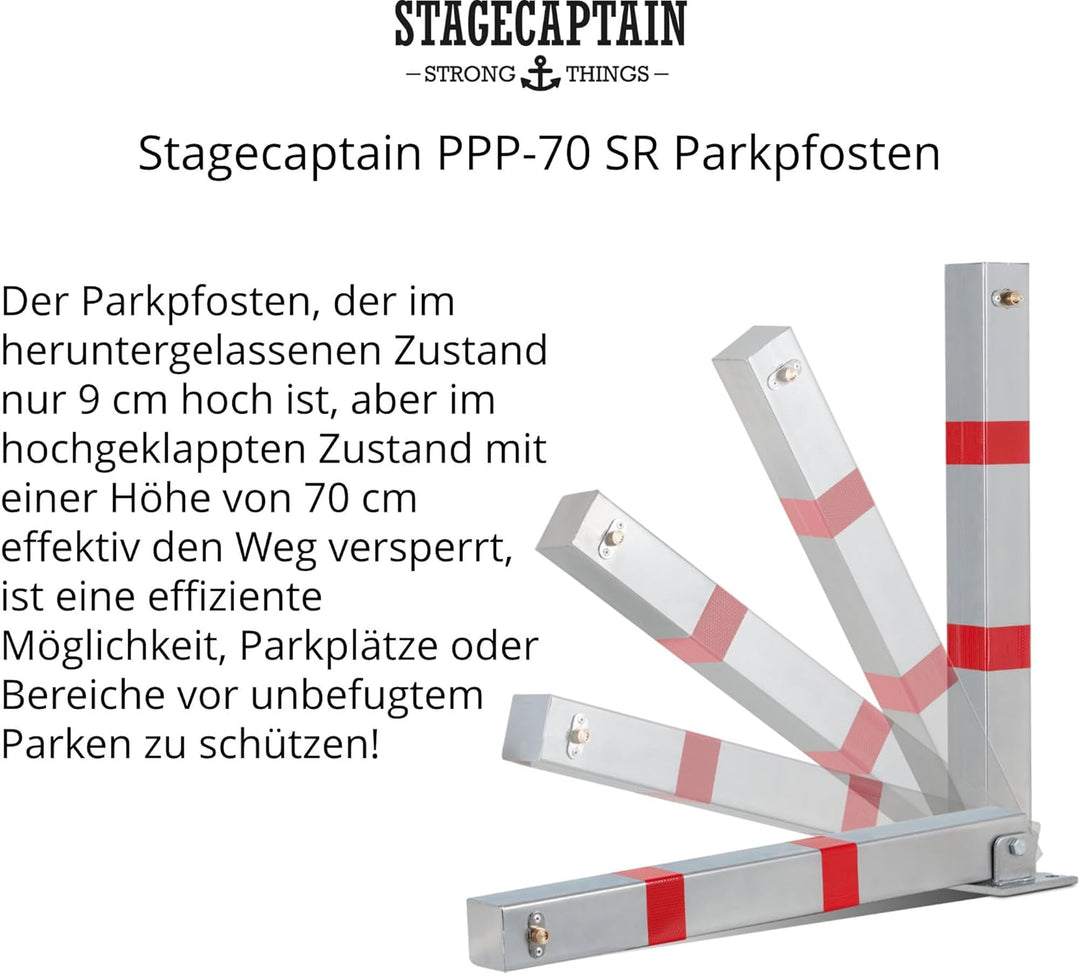 Stagecaptain PPP-70 SR Parkpfosten - Stabile Parkplatzsperre aus Stahl - Galvanisiert und pulverbesc