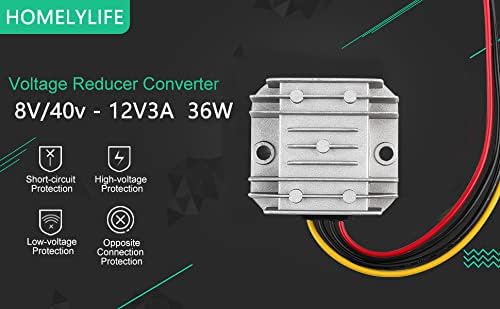 HOMELYLIFE DC 36V 24V 12V auf 12V Spannungswandler 3A 36W Abwärtswandler Auto Netzteil Wandler Wasse