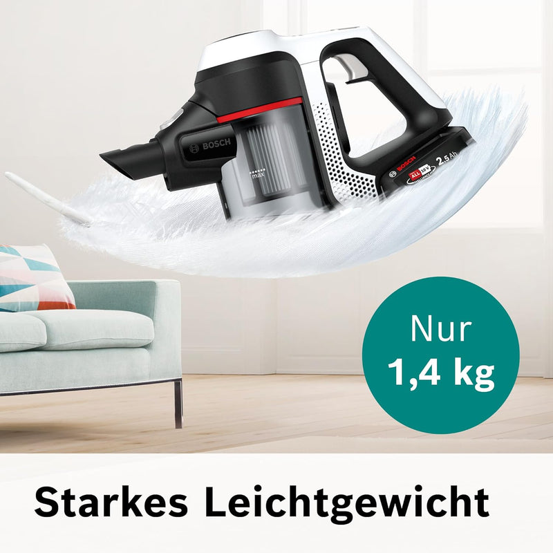 Bosch Akku-Staubsauger Unlimited Serie 6 BCS611AM, kabelloser Handstaubsauger, beutellos, leicht, Hy