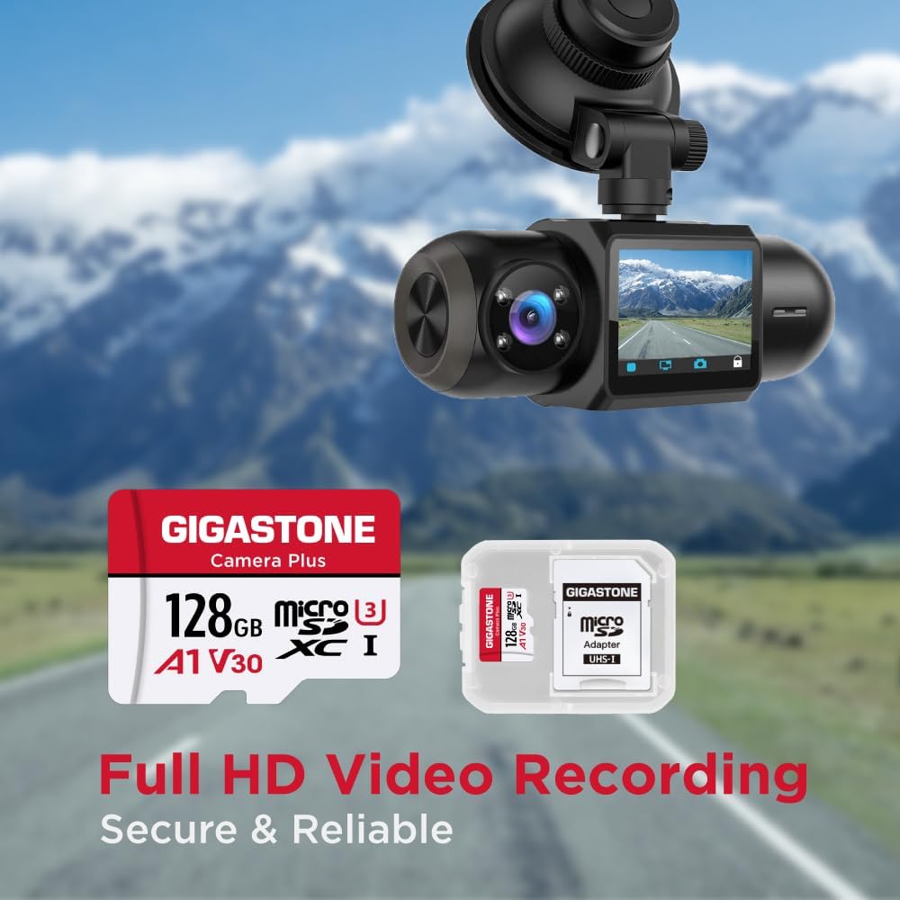 Gigastone Kamera Plus 128GB MicroSDXC Speicherkarte + SD Adapter, für Action-Kamera Drohne und Table