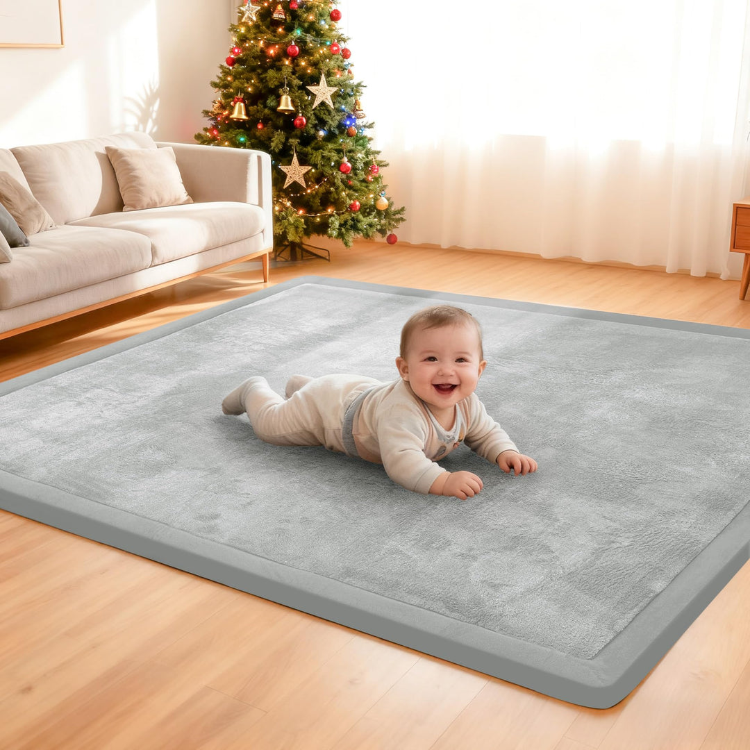 ACOMOPACK Baby Krabbelmatte 127x127x3.5cm Grosse Spielmatte mit Schaumfüllung Rutschfester Unterseit