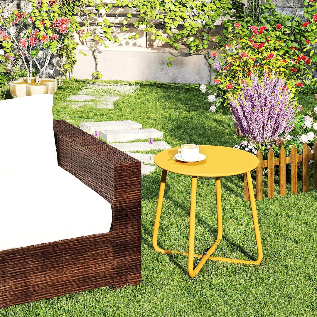 HollyHOME Beistelltisch Outdoor Balkontisch Klein Gartentisch Rund Beistelltisch Metall Wetterfest L