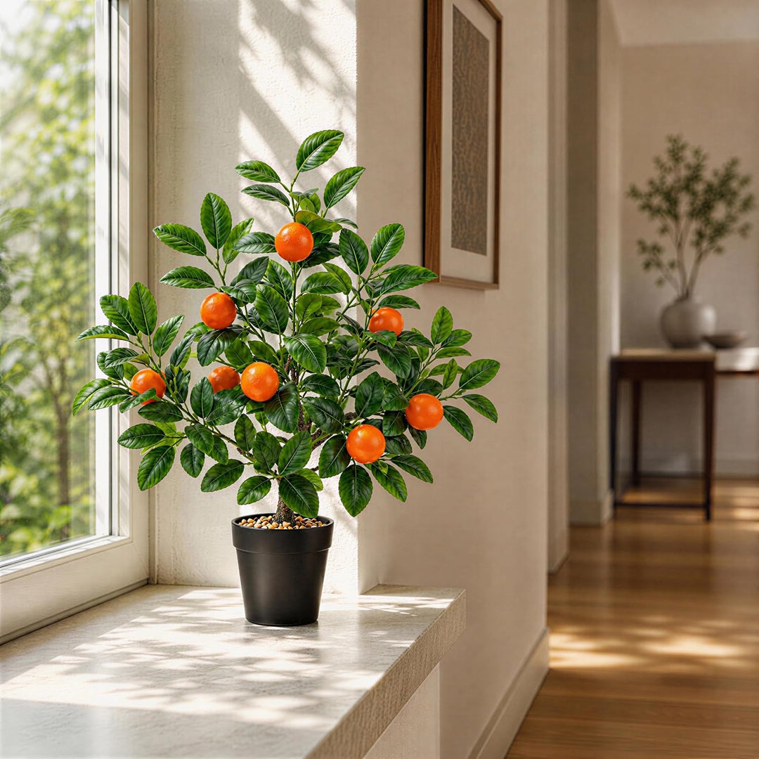 Gresorth 51cm Künstliche Orange Bäume Gefälschte Household Grün Pflanzen Früchte Dekoration mit Kuns
