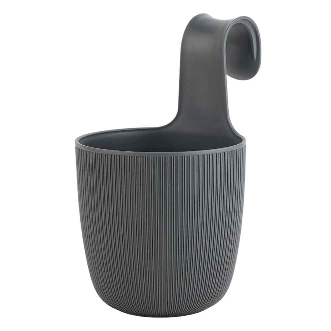 1 x Blumentopf zum Hängen, integriertes Drainagesystem, Farbe: Anthrazit, Ø 15 cm, Pflanztopf-Kübel,