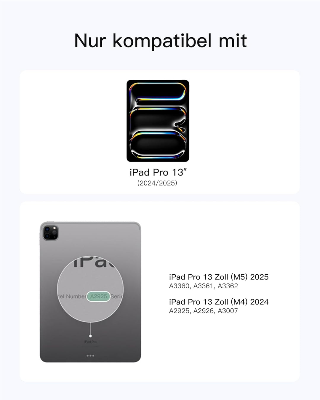 Inateck Tastatur Hülle Kompatibel mit iPad Pro 13 2025/2024(M5/M4),6.0 Zoll Grosses Trackpad,Abnehmb