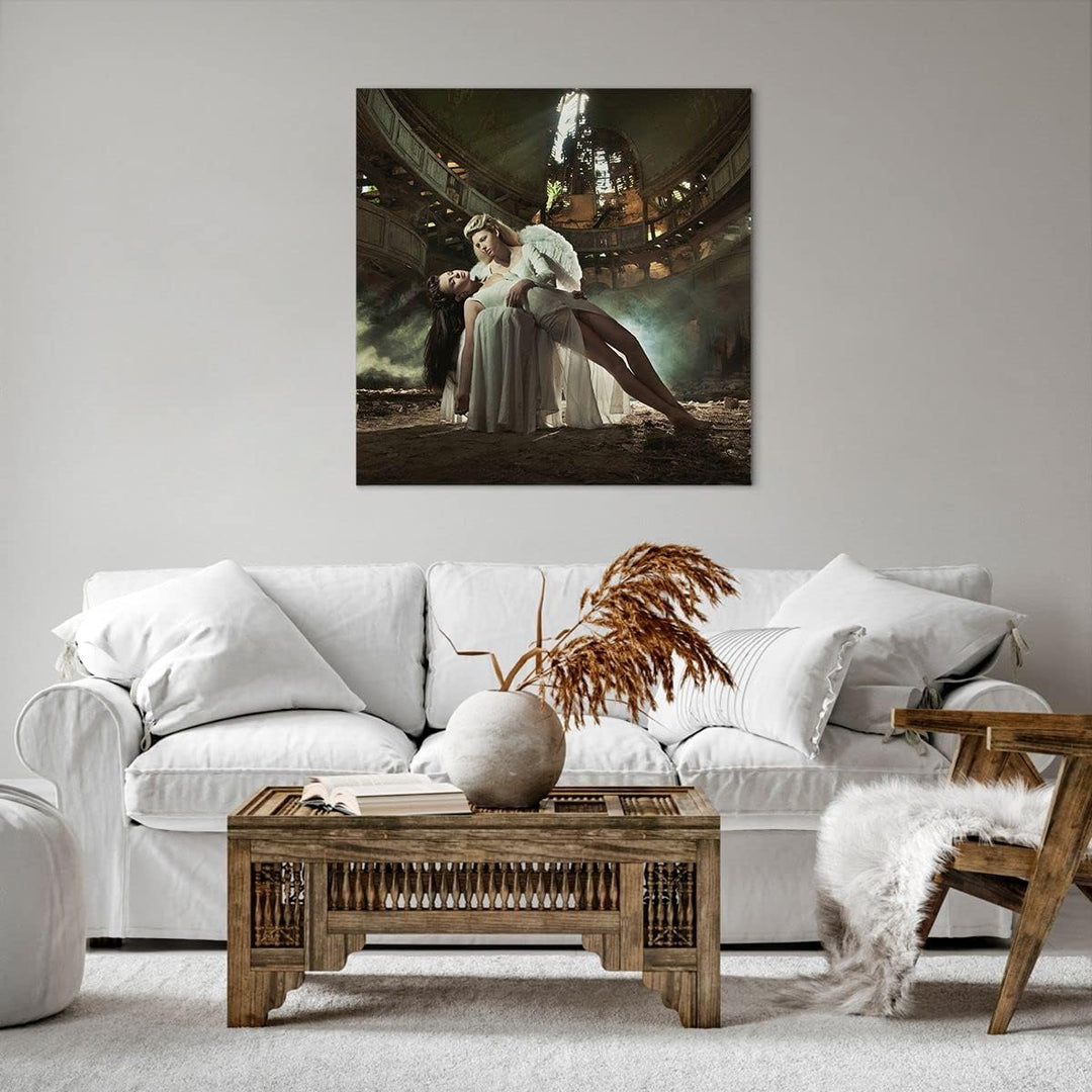 ARTTOR Bilder auf Leinwand 70x70cm Leinwandbild Engel Frau Theater Oper Gross Wanddeko Bild Schlafzi