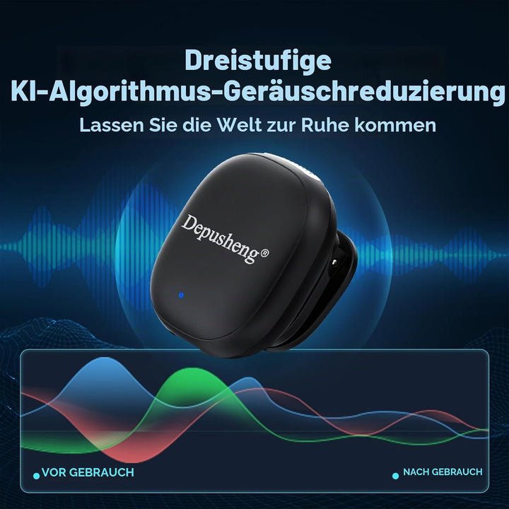 Depusheng V2 2 Stück kabelloses Lavalier-Mikrofon für iPhone, iPad und Android mit Ladecase, 8 Stund