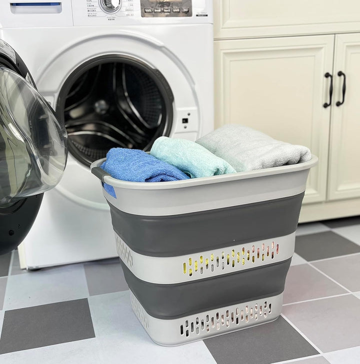 SAMMART Zusammenklappbarer Wäschekorb aus Kunststoff, 40 l, faltbarer Pop-Up-Aufbewahrungsbehälter/O