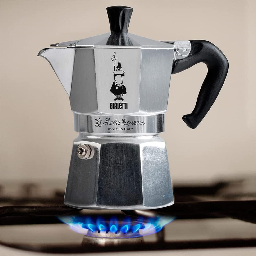 Bialetti Express Moka Pot, 1-Cup, Aluminum Silver, 6857, Aluminium Silber Aluminium Silber 1-Cup Top