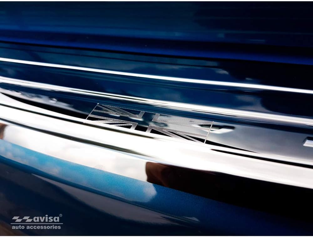 Spiegelschwarz Edelstahl Heckstossstangenschutz kompatibel mit Mini Countryman F60 2016-2020 'flag/l