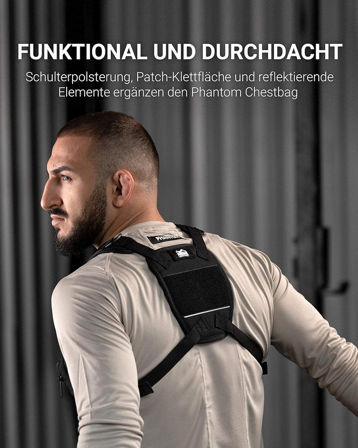 Phantom Chest-Bag Tactic - Fitness Tasche | Sport Brust-Tasche | Männer Damen - Schwarz Einheitsgrös